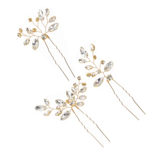 SKISUNO 3Stücke Teiliges Haarnadel für Hochzeiten Haarschmuck für Bräute und Brautjungfern Hochwertige Haarnadeln für Damen Haar Accessoires Goldene Haarspangen von SKISUNO