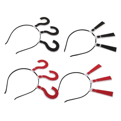 SKISUNO 4 Stück Fröhliches Teiliges Fragezeichen Stirnband Rutschfeste Modische Kopfbedeckung für Damen und Mädchen Vielseitiges Halloween Party Haaraccessoire mit Auffälligem Design von SKISUNO