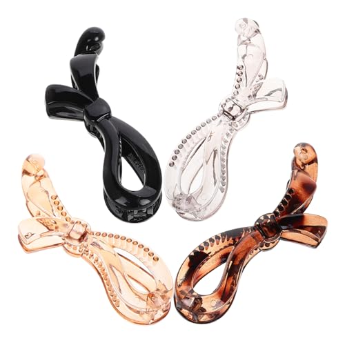 SKISUNO 4 Stück Teiliges Bananenspangen für Damen Haarclips in Schwarz Champagner und Bernstein Geeignet für Feines Dickes und Lockiges Haar Stilvoller Pferdeschwanzhalter mit von SKISUNO