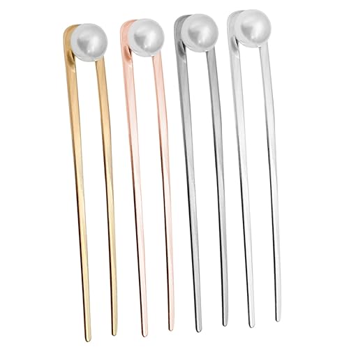 SKISUNO 4 Stück Teiliges Haarschmuck Metall U Förmige Haarforken mit Perlen Eleganter Haarstab für Damen Geeignet für Hochsteckfrisuren Stilvolle Haarnadeln für Besondere Anlässe und von SKISUNO