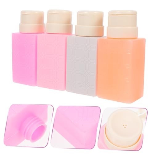 SKISUNO 4 Stück Teiliges Nachfüllbare Pumpspender Flaschen aus Auslaufsicher Rutschfest für Nagellackentferner Kosmetikflüssigkeiten Make Up Entferner für Profi und Zuhause von SKISUNO