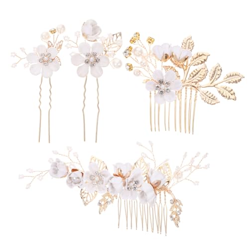 SKISUNO 4 Stück Teiliges Set Blumen Haarreif und Haarnadeln Eleganter Brautschmuck für Hochzeiten Handgefertigter Haaraccessoire für Bräute für Besondere Anlässe von SKISUNO