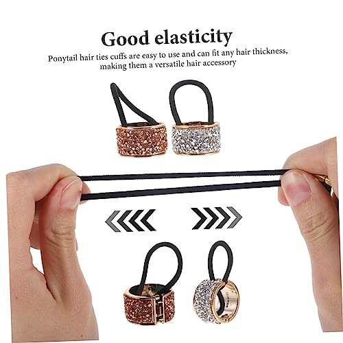 SKISUNO 4 Stück Teiliges Strass Pferdeschwanz Halter Elastische Haargummis in Champagner und Silber Kreative Haarschmuck Bänder für Damen und Mädchen Langlebig und Vielseitig für Alltag von SKISUNO