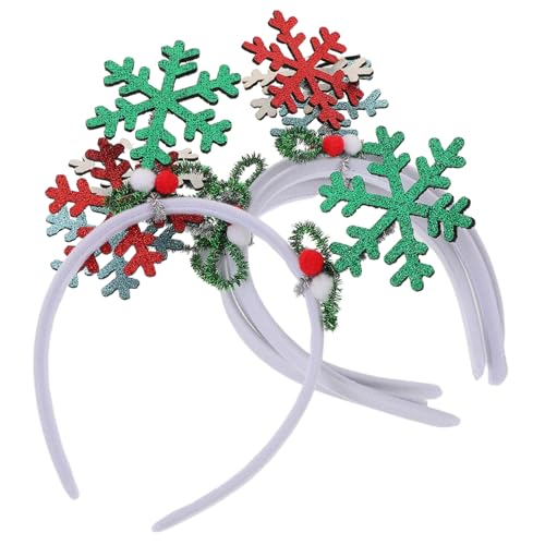 SKISUNO 4 Stück Teiliges Weihnachts Schneeflocken Haarreife mit Glitzerndem Schneeflocken Design Leichter Flexibler Kopfschmuck für Frauen und Mädchen für Weihnachtsfeiern und Winterpartys von SKISUNO