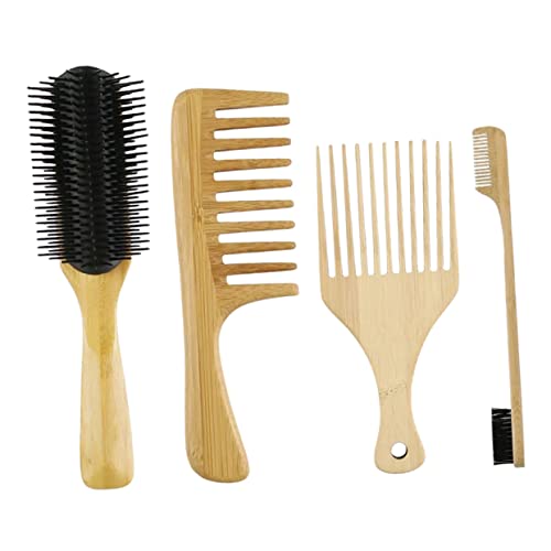 SKISUNO 4-teiliges Haarkämme-set Friseurkämme Bambus Entwirrungskämme Haarstyling-kämme Für Frauen Männer Und Kinder von SKISUNO