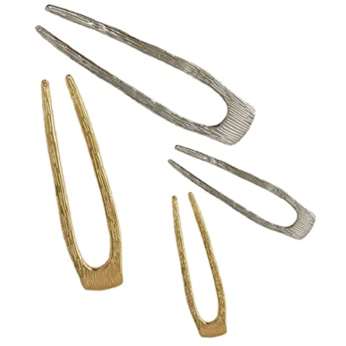 SKISUNO 4stücke Französische Haarnadel u Förmige Haarnadeln Metall Haarstäbe Haargabeln Für Frauen Brötchen Haar Halter von SKISUNO