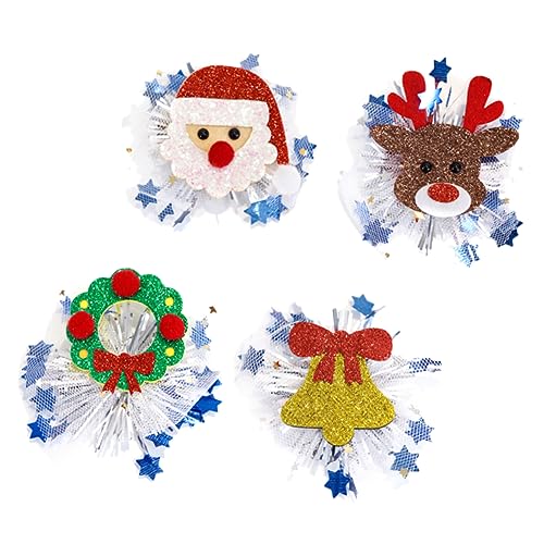 SKISUNO 4stücke Weihnachts Haarclips Für Mädchen Haarschmuck Mit Weihnachtsmotiv Haarspangen Aus Vliesstoff Und Langlebig Und Robust Für Alltag Und Feiertage von SKISUNO