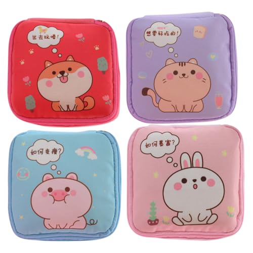 SKISUNO 4stücke Tragbare Periodentasche Aus Canvas Wiederverwendbare Tasche Für Damenbinden Kosmetik Und Kleingeld Für Reisen Schule Und Alltag Stilvolles Design Für Mädchen Und von SKISUNO