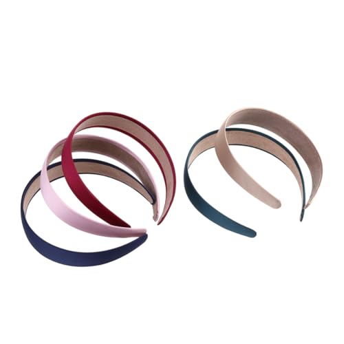 SKISUNO 5stücke Haarbänder Breit Stirnband Kopfbedeckung Für Damenhaar Frisur Einfarbig Khaki Weinrot Marineblau Schwärzlich-grün von SKISUNO