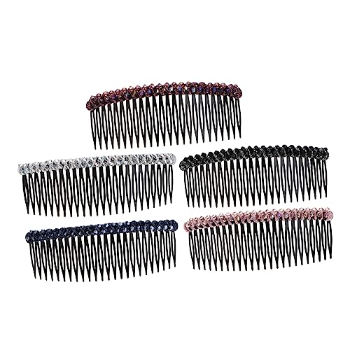 SKISUNO 5 Stück Teiliges Haarkämme mit Funkelnden Strasssteinen Einfache Haarkämme für Damen Haarspangen für Alltag Party und Hochzeit Farbenfrohe Große Haarschmuck Accessoires von SKISUNO