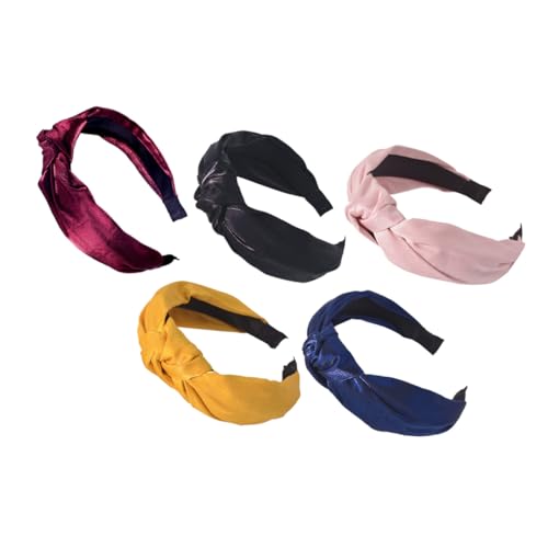 SKISUNO 5 Stück Teiliges Satin Haarband Breites Knotenloses Haarschmuck Accessoire für Damen Waschbares Langlebiges Haarband für Alltag und Styling Zufällige Farbe Zufällige Farbe von SKISUNO