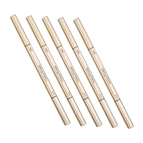 SKISUNO 5 Stück Teiliges Wasserfester Augenbrauenstift mit Pinsel Doppelseitiger Brauenstift Mittelbraun und Langlebige Augenbrauen Make Up für Natürliche Konturen von SKISUNO
