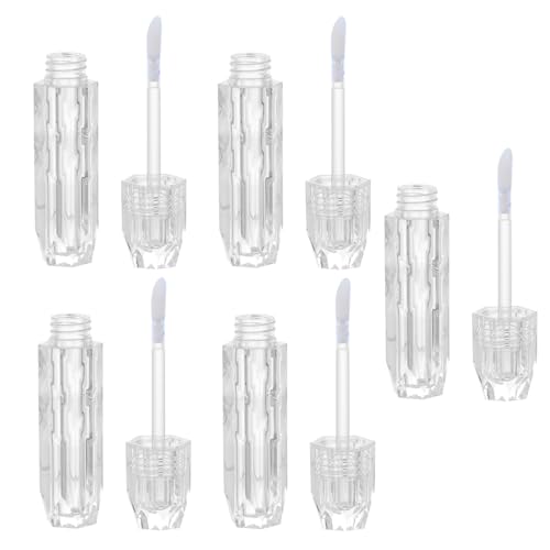 SKISUNO 5 Stück Transparente Lippenstift Leerbehälter Nachfüllbare Lipgloss Tuben aus Kleine Lip Color Auslaufsicher Tragbar für DIY Lippenpflege und Lipgloss Selbermachen von SKISUNO