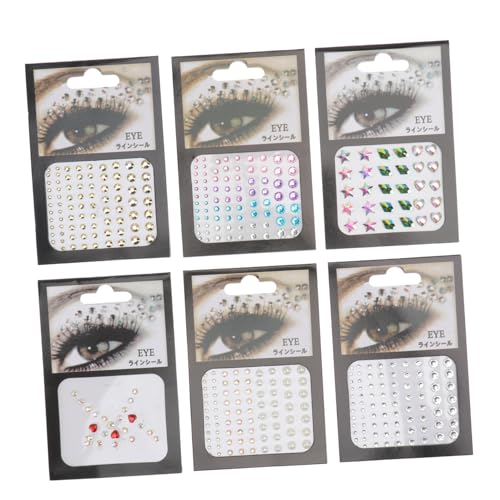 SKISUNO 6 Blätter Teiliges Superglänzende Gesichtsrhinestones Sticker Wasserfeste Facettierte Eye Face Gems für Festival Party und Auftritte Make Up Vielseitig Verwendbar Einfach von SKISUNO