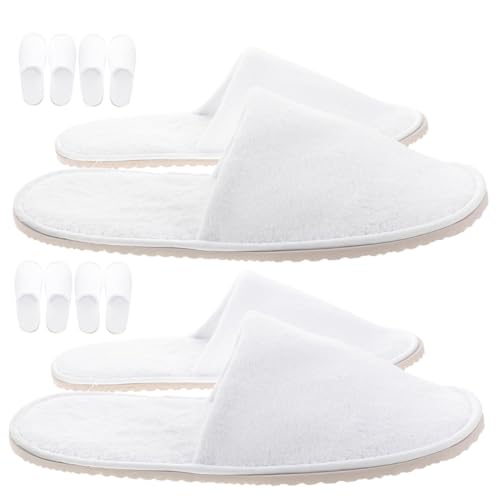 SKISUNO 6 Paare Hausschuhe mit Dicker Sohle aus Weichem Korallenfleece Rutschfest Leicht Passend für Damen und Herren als Gästehausschuhe und Spa slipper für Hotel und Zuhause von SKISUNO