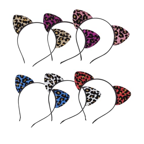 SKISUNO 6stücke Katzenohren Haarreif Glitzernde Leopardenmuster Haaraccessoires Für Partys Festivals Und Fotoshootings von SKISUNO