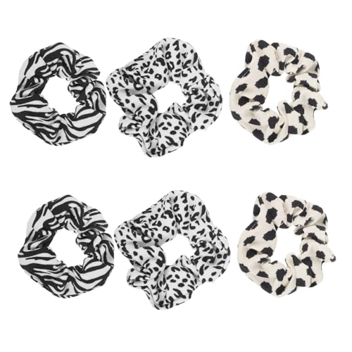 SKISUNO 6 Stück Teiliges Haargummi mit Elastischen Tiermuster Haarbändern in Zebra Kuh und Leoparden Design Schonend Dehnbar und Vielseitig für Damen für Alltag Party und Sport von SKISUNO