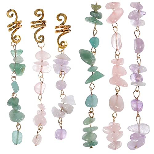 SKISUNO 6 Stück Teiliges Haarschmuck aus Haarmanschetten mit Bunten Perlenanhängern Dreadlock Zubehör für Damen Vielseitige Flecht Accessoires Geschenkidee für Tochter und Freundin von SKISUNO