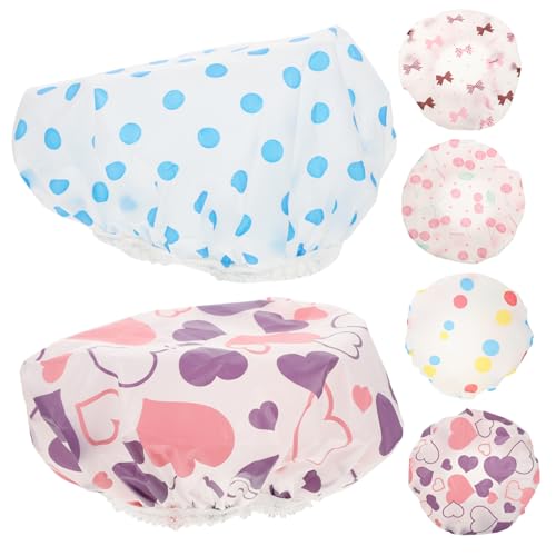 SKISUNO 6stücke Junge Mädchen Badehut Mit Elastischem Band Wiederverwendbare Duschkappen Für Junge Mädchen Halten Haare Beim Baden Trocken Für Schlaf Und Spiel von SKISUNO