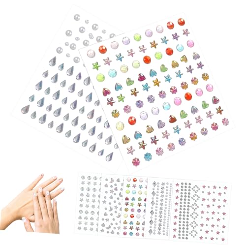 SKISUNO 7 Bögen Strass Aufkleber Juwelen Pastell Dekorative Party Und Festival Gesichtssteine Aufkleber Gesichtssteine Zum Aufkleben Glitzer Aufkleben Winzige Dunkle von SKISUNO