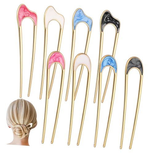 SKISUNO 8stücke U-förmige Haarnadeln Französische Haarspangen Haarstyling-nadeln Für Frauen Sichere Haarnadeln Stilvolle U-nadeln Metall-haargabeln Für Dutts von SKISUNO