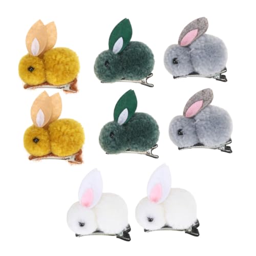 SKISUNO 8 Stück Teiliges Flauschige Haarspangen für Mädchen Niedliche Plüsch Hasen Clips Lebensechte Kaninchen Haarclips Vielseitiger Haarschmuck für Alltag Party und Zufällige Farbe von SKISUNO