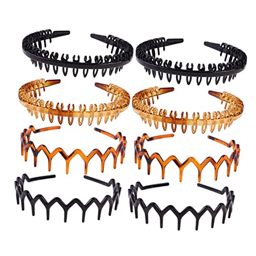 SKISUNO 8 Stück Teiliges Rutsch Haarband aus Kunststoff mit Zähnen Langlebige Haarschmuck Accessoires für Damen Geeignet für Make Up und Alltag in Schwarz und Braun Vielseitig Einsetzbar von SKISUNO