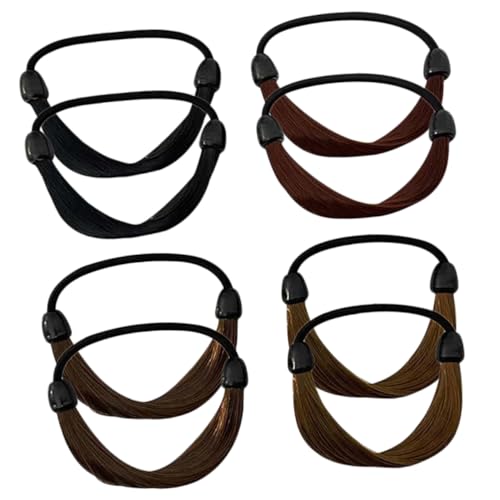 SKISUNO 8stücke Teiliges Haargummis Für Damen Und Mädchen Elastische Haargummis Für Hochtönige Frisuren Vielseitige Haaraccessoires in Schwarz Hellbraun Dunkelbraun Und Natur-schwarz von SKISUNO