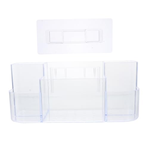 SKISUNO Aufbewahrungsbox Für Kosmetik Wandmontage Mit Mehrfachgitter Organizer Für Make-up Im Badezimmer Aus Hochwertigem Kunststoff Und Klebrig Platzsparend Und Langlebig von SKISUNO