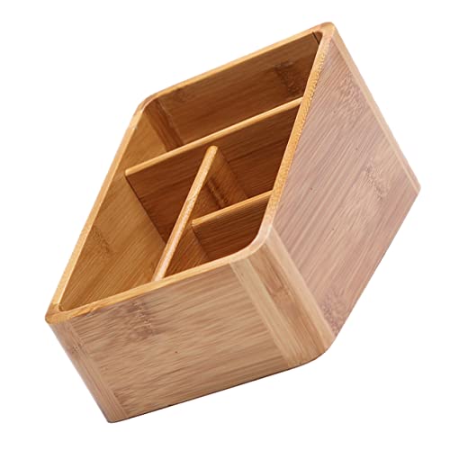 SKISUNO 1stück Bambus Desktop Organizer Für Kosmetik Multifunktionale Aufbewahrungsbox Für Make-up Handy Und Fernbedienungen Fächer Für Ordentliche Ablage von SKISUNO