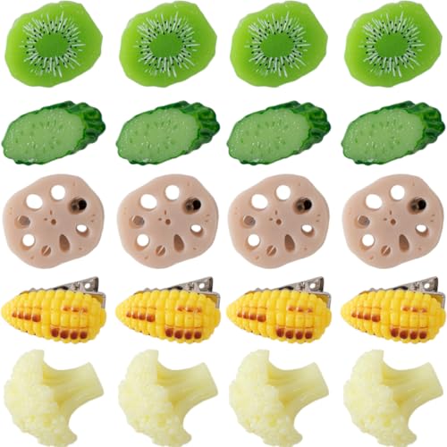 SKISUNO 20 Stücke Obst Haarspangen Haarnadeln Kunststoff für Mädchen Lustige Haarclips für Verschiedene Frisuren Langlebig und Leicht für Partys und Alltag von SKISUNO