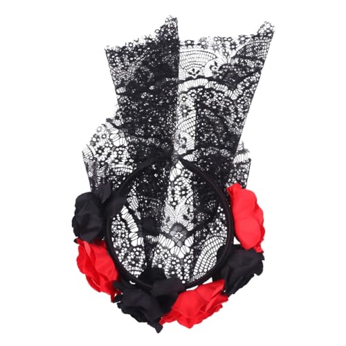 SKISUNO Blumen-haarreif Aus Künstlichem Material Party-kopfbedeckung Mit Rosen Und Spitzendesign Halloween-stirnband Haar-accessoire Für Cosplay Und Performance-partys Foto-requisit von SKISUNO