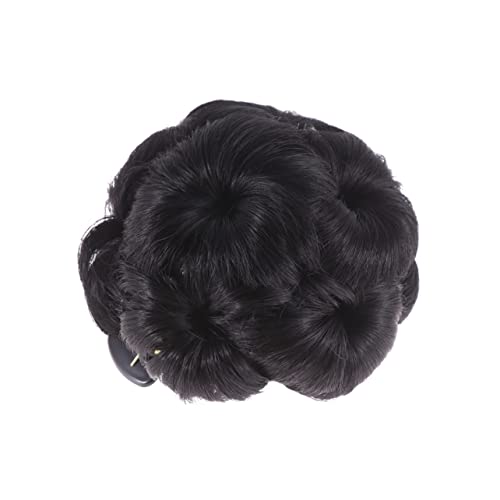 SKISUNO Blumenförmiger Haar Dutt Clip aus Synthetischem Material für Frauen Natürlicher Schwarzer Haarknoten Einfach zu Verwenden Langlebig Voluminöse Hochsteckfrisur Haarklammer für von SKISUNO