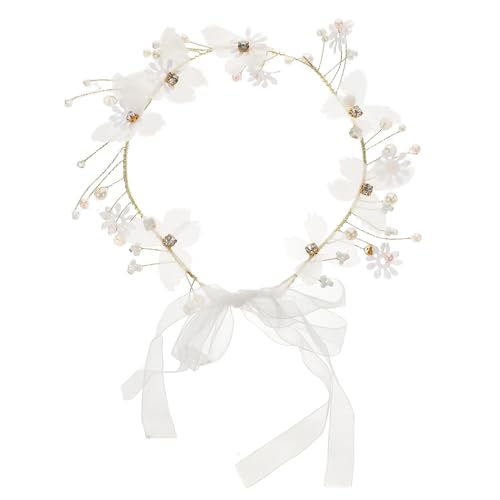 SKISUNO Blumenkranz Haarband Für Mädchen Kopfbedeckung Mit Blumen Und Perlen Für Hochzeiten Geburtstagsfeiern Festivals Und Besondere Anlässe Leicht Und Zu Tragen von SKISUNO