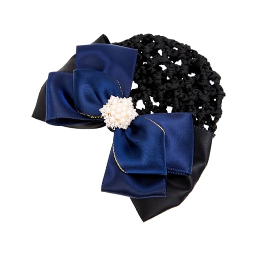 SKISUNO Bowknot Haarnetz mit Perlen Mesh Haarsnood Haarklammer für Damen Professioneller Dutt haarüberzug Leichtes Langlebiges Netz mit Goldblauer Spitzenverzierung Geeignet für Formelle von SKISUNO