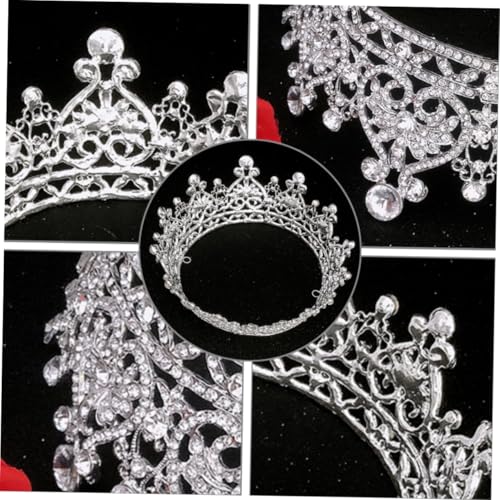 SKISUNO Brautkrone aus Silber mit Funkelnden Strasssteinen Hochwertigem Legierungsmaterial Feiner Verarbeitung Einzigartigem Barock Design Stilvolles Haaraccessoire für Damen zu Hochzeit von SKISUNO