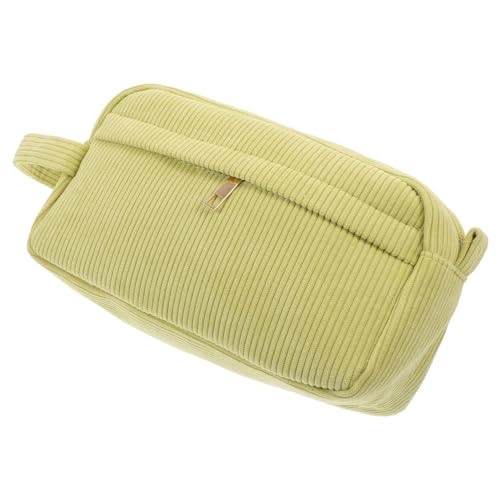 SKISUNO Cord Kosmetiktasche mit Reißverschluss Handgriff Reise Make up Organizer Tasche Grün Vielseitiger Kulturbeutel für Damen Unterwegs Praktisch und Modisch für Camping und Alltag von SKISUNO