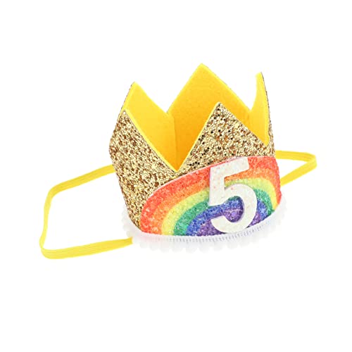 SKISUNO digitale Krone für Kinder Hut für Baby Haarschmuck für Kleinkinder Haarbänder Tiara Einzigartiges Haarband mit Geburtstagskrone Baby-Regenbogenkrone Kuchen Stirnband das Foto Stoff von SKISUNO