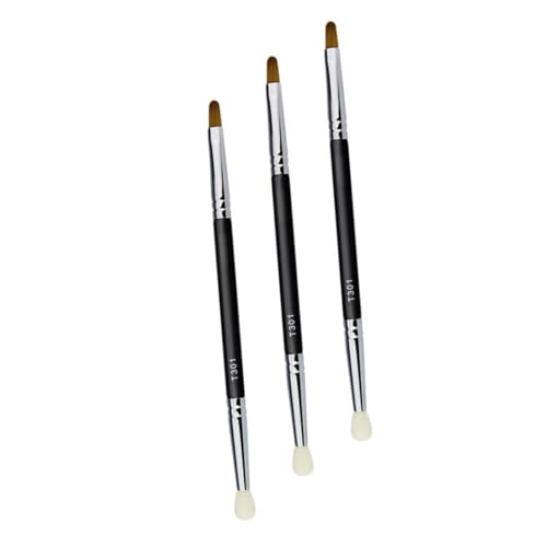 SKISUNO 3 Stück Doppelkopf Make Up Pinselset für Foundation Concealer Lidschatten Tragbar für Reisen mit Weichen Synthetischen Borsten von SKISUNO
