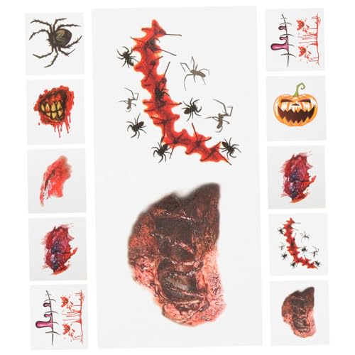 SKISUNO 40stücke Halloween Narben Aufkleber Temporäre Tattoos Hautdekorative Decals Halloween Kostümaccessoires von SKISUNO