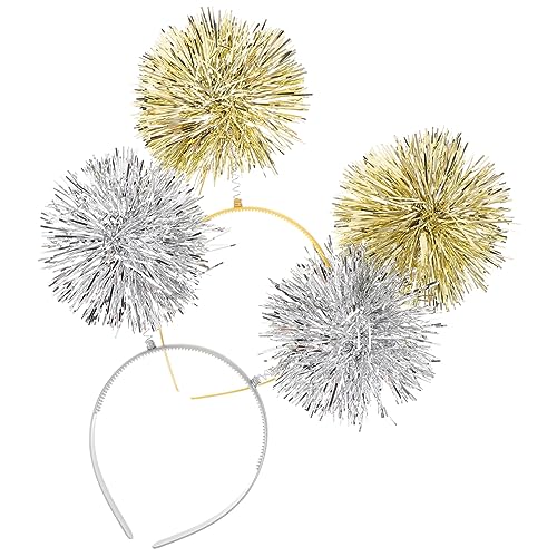 SKISUNO 2stücke Pompom Stirnbänder Für Frauen Lametta Bommel Stirnbänder Party Accessoires Für Geburtstage Valentinstag Frühlingsfeiern von SKISUNO