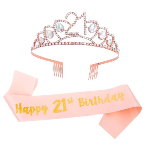 SKISUNO 1satz Geburtstagskrone Mit Schärpe Geburtstag Party Zubehör Für Mädchen Glänzende Haarband Und Dekorationsschärpe Fotorequisiten Für Unvergessliche Feiern von SKISUNO