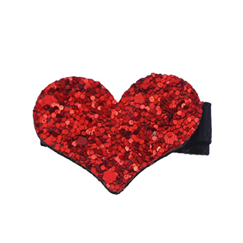 SKISUNO Glitzer Herz Haarklammer Damen Mädchen Haarspange mit Pailletten Roter Alligator Clip für Party Hochzeit Alltag Haarschmuck von SKISUNO