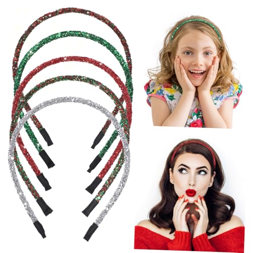 SKISUNO 5stücke Glitzer Haarband Weihnachten Glitzerpuder Haarreifen Damen Party Haarschmuck Zarte Stirnbänder Für Festlichkeiten von SKISUNO