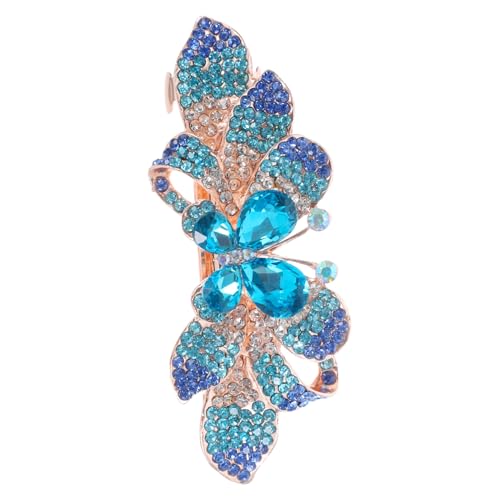 SKISUNO Große Blaue Strass Haarspange aus Metall Funkelnde Haarklammer mit Schmetterlingsdesign Langlebiger Haarschmuck für Damen für Party Alltag und Festliche Anlässe von SKISUNO