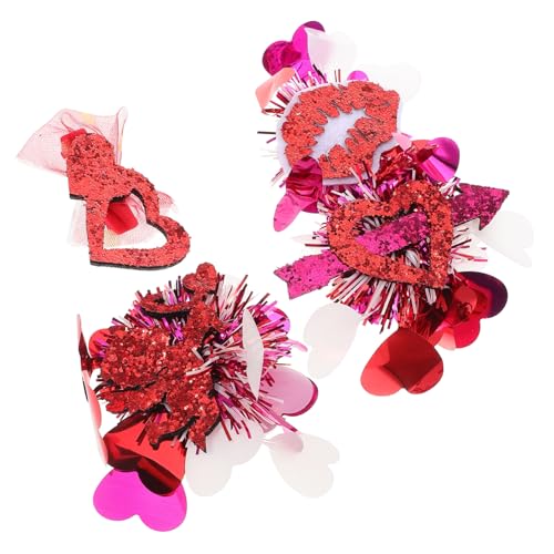 SKISUNO 4stücke Teiliges Set Herz-haarspangen Für Valentinstag Funkelnde Pailletten-haarclips Rot Für Teenager Und Junge Mädchen Haarschmuck-accessoires Für Geburtstagsfeiern Und von SKISUNO