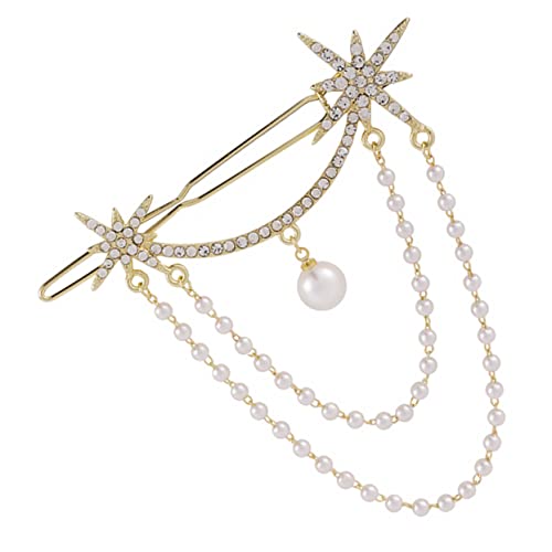 SKISUNO Haarspange Für Damen Mit Perlen Und Strasssteinen Bobby-pin-stil Mit Kette Haarnadel Als Haar Zubehör von SKISUNO