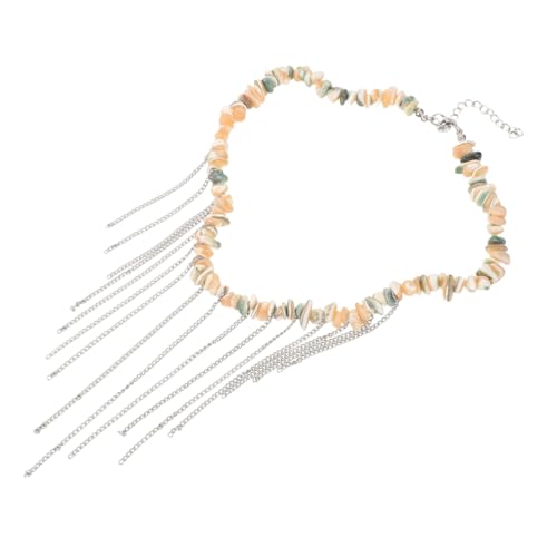 SKISUNO Halskette Irreguläre Muschel Perlen Kette mit Handgemachten Quasten Leicht und Elegant Metallverschluss Bequem für Sommer Strand und Alltag Frauen Schmuck von SKISUNO