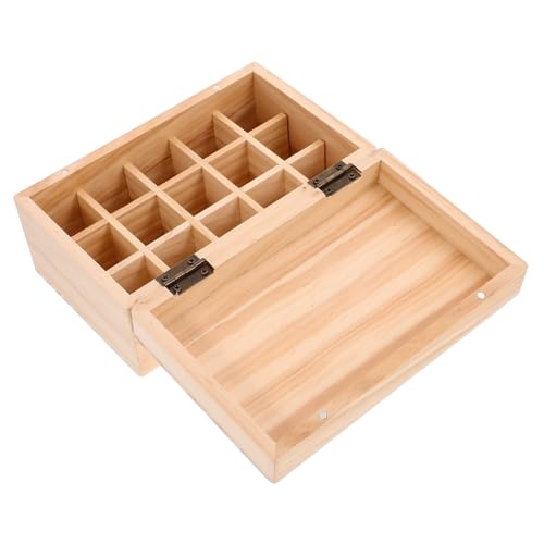 SKISUNO Holzbox für Ätherische Öle Fächer mit Deckel Stabiler Organizer mit Feiner Politur Kratzfest und Stoßsicher für Flaschen Sicherer Aufbewahrungskoffer für Duftöle und Aromatherapie von SKISUNO