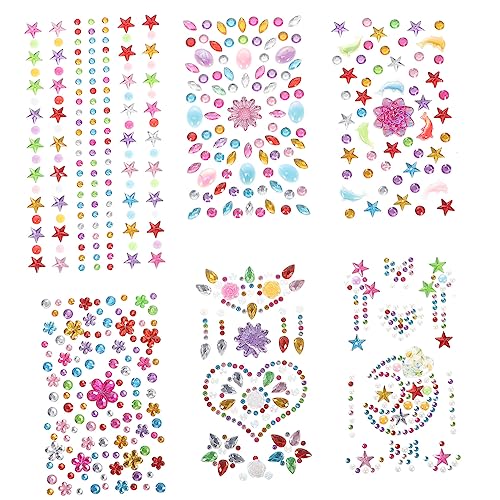 SKISUNO 6blätter Bögen Auge Gesicht Körper Edelsteine Juwelen Strass Temporäre Tattoos Aufkleber Leicht Zu Entfernen Hautverträglich Festival-accessoires Halloween-partys von SKISUNO